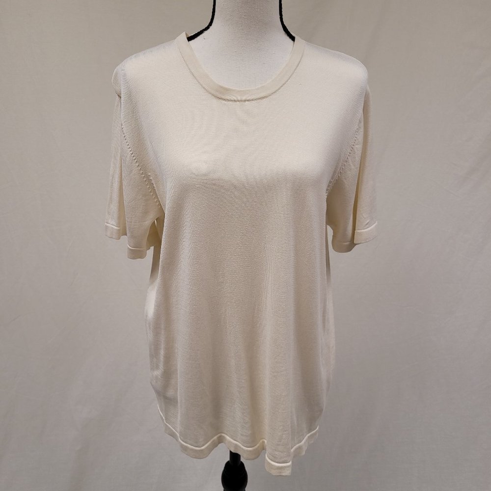 WinterSilks Round Neck White Cotton Tee XL